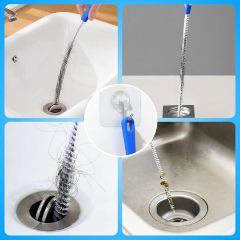 Brosse de Nettoyage Flexible à Double Tête - Furet Déboucheur pour Évier et Canalisations - Outil Professionnel Noir (1/4)