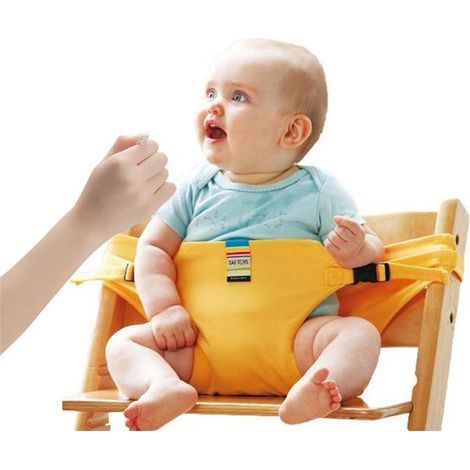 Hochstuhlgurt – Faltbar und tragbar – Sicherheitsgurtsystem für unterwegs – Für Babys und Kleinkinder – Ergonomisches Design – Gelb – Einheitsgröße – 1 Stück (1/5)
