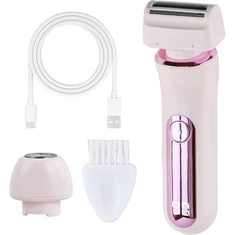 2 in 1 Women's Electric Shaver, Dual Head, Wet and Dry, Facial Hair Trimmer, Armpit Legs, Women's Intimate Bikini Trimmer, Painless, Epilator Electric Shaver Women Intimate Part (1/5)