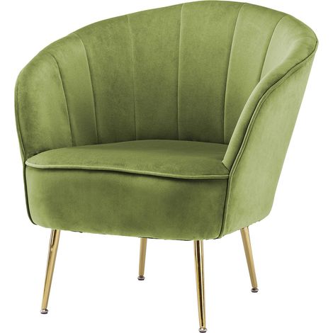 Fauteuil cocktail en velours vert pistache pieds métal - Vert pistache velours (1/5)