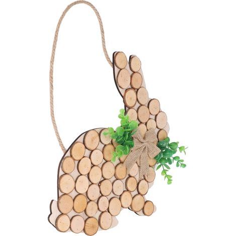 Ostertürdekoration in Form eines Hasen, aus Buchsbaumholz, zum Selbstfärben, Maße: 33,5 x 33 x 0,5 cm. (1/5)