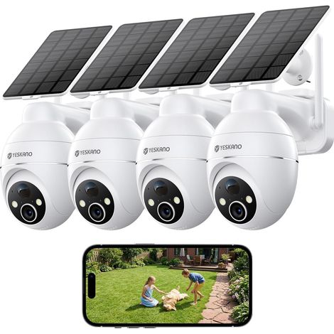 2K Camera Surveillance WiFi Exterieure sans Fil Solaire, 360° PTZ Caméra Extérieure Solaire, avec Panneau Déporté 2M, Vision Nocturne Couleur, Détection PIR, Audio 2 Voies, 2,4 GHz IP66 (1/5)