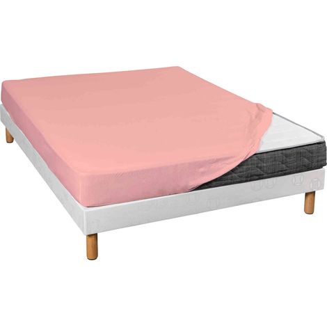 Drap housse jersey rose thé bonnet 30 cm 100% coton biologique 140x190/200 (1/2)