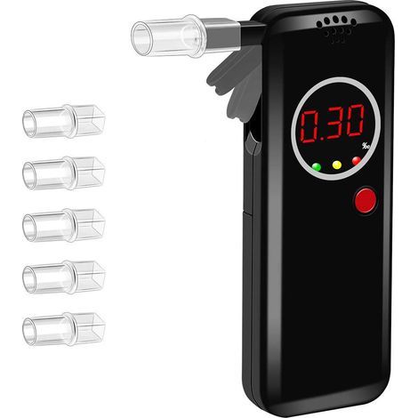 Ethylotest Ethylotest Electronique, Etiloteste Electronique Portable avec Ecran LCD d'Affichage, Alcootest Ethylometre Haute Sensibilit avec 12 Embouchures (1/4)
