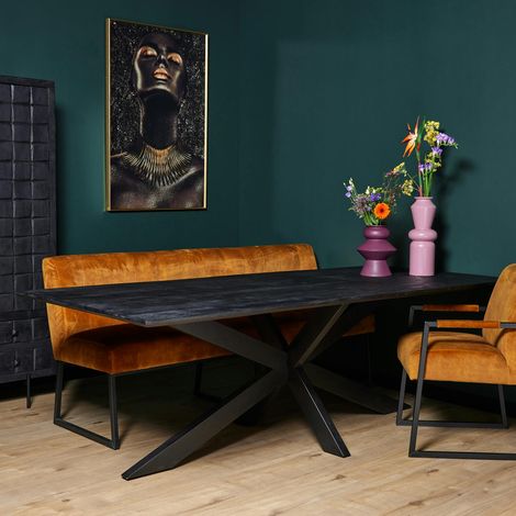 Table à manger noire en bois de manguier 200 cm ALVERA