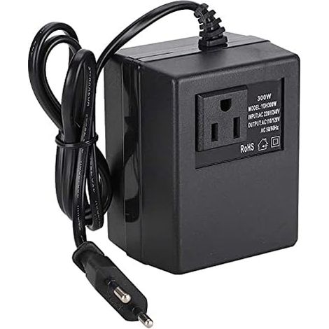 Spannungswandler 220 V auf 110 V, 300 W, sicherer EU-Adapter für elektronische Geräte, kompakt, schwarz, robustes Kunststoffgehäuse (1/5)