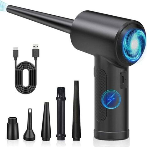Soplador de aire comprimido de tres velocidades, con capacidad de 6000 mAh y colector de polvo no explosivo, adecuado para la limpieza de ordenadores, teclados, productos electrónicos y automóviles. (1/4)