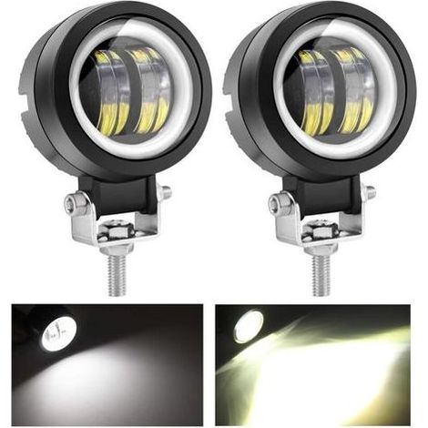 20W LED Phares Antibrouillard Offroad Oeil d'ange Feux Diurnes,Etanche Lampe de Travail LED pour Camion SUV ATV Moto Tracteur Bateau (1/5)