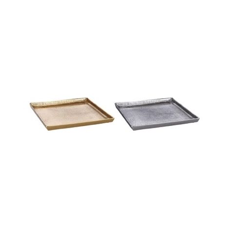 1 Pezzo Vassoio Decorativo in Metallo Quadrato 25 x 25 cm 2 Colori (1/2)
