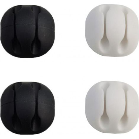 4er-Pack Kabelorganisator-Clips mit 2 Schlitzen und Selbstklebefläche (9&1)