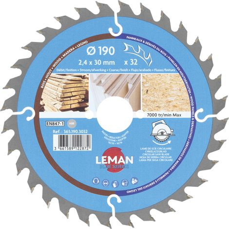 LAME CIRC.HM BOIS D190X2.4X30 Z=32 ALT POS - 365.190.3032 - LEMAN