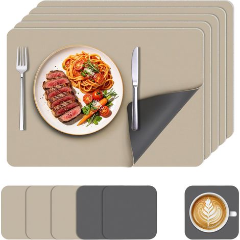 Set de Table Lavable et Dessous de Verre Lot de 6 Pièces (1/5)