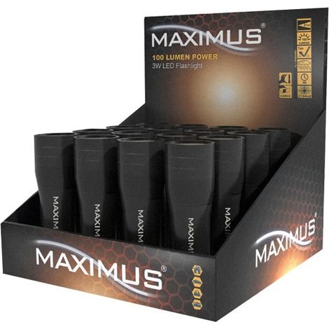 Präsentationsständer mit 16 LED-Taschenlampen 3 W 100 Lm Schwarz - Maximus