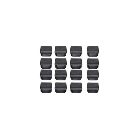 Promoción, Tapón de plástico 40x40mm, extremo para tubo cuadrado negro, tapones de cierre para patas de muebles y trampolín, 16 unidades (1/4)