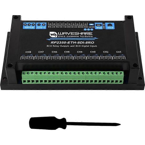 Relais réseau WiFi industriel Waveshare RP2350 à 8 canaux avec interface RS485 isolée intégrée et port Ethernet standard (1/5)