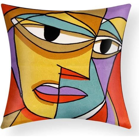Lot de 2 Housses de Coussin 45x45 cm Brodées Art Safina