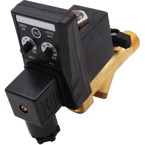 1 - Électrovanne - Vanne De Vidange - Minuterie Réglable Pour Compresseur D'air - Gestion Des Condensats - Laiton - Noir - 1/2" (1/5)