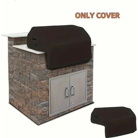 Housse pour barbecue d'extérieur (noire, 91 x 66 x 61 cm), adaptée aux barbecues encastrés d'intérieur et de terrasse. (1/4)