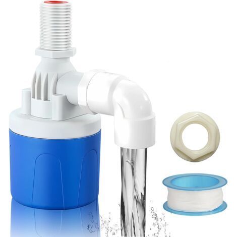 Automatisches Schwimmerventil für Wassertanks, einstellbares Wasserstandsregelventil mit oberem Anschluss für Fischteiche, Pools und Tränken (oberer Einlass 1/2") (1/5)