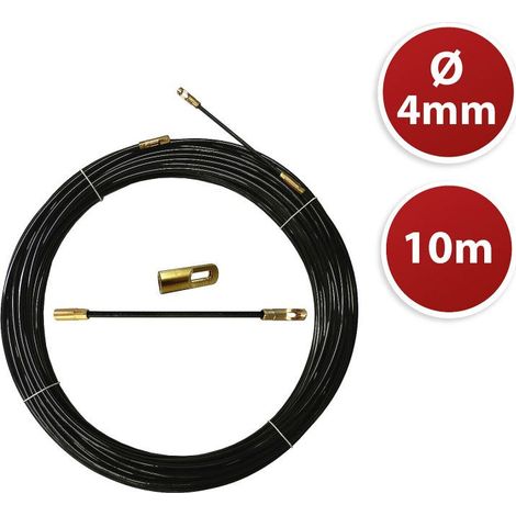 Tire fils noir en nylon Ø4mm, 10m, à tête interchangeable TECNID - VELAMP - SYN4-010