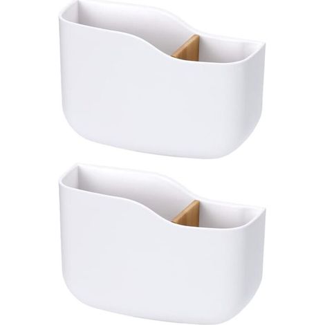 Boîte Organisateur Mural 2 Pièces pour Télécommandes et Appareils – Blanc (1/4)