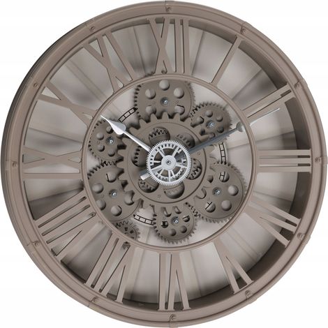 Orologio da parete con meccanismo girevole, numeri romani, marrone, 39 cm