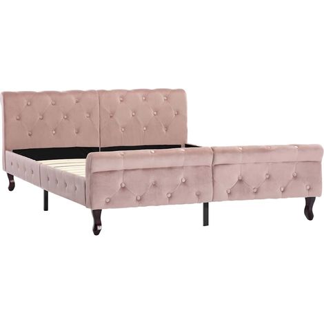 Maison Exclusive - Bettgestell Rosa Samt 140x200 cm (1/5)