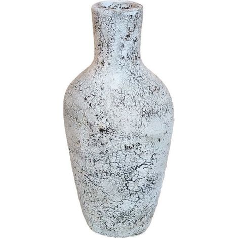 Pot décoratif en fibre de ciment Botol Cream & Black Cracking - Taille S (1/3)