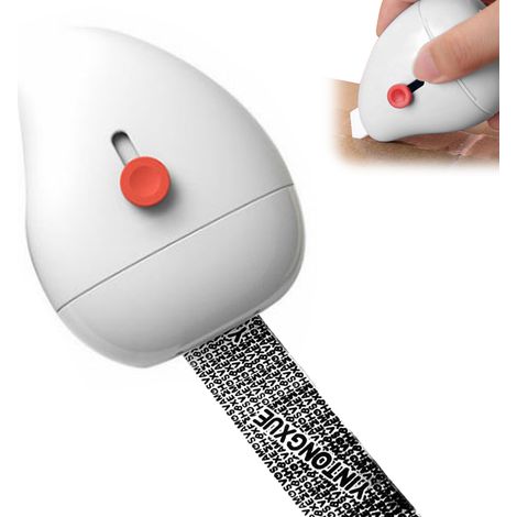 Tampon 2-en-1 anti-fraude, large rouleau avec ouvre-boîte rétractable, protection d'identité, sécurité des données. (1/5)