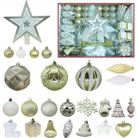 Grande set di palline di Natale. Palline a forma di stella in plastica, 100 pezzi, colore oro. (1/5)