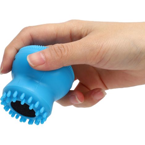 Mini cepillo de baño de goma con forma de pulpo para gatos, masajeador de baño para perros, cepillo de baño para mascotas (azul)