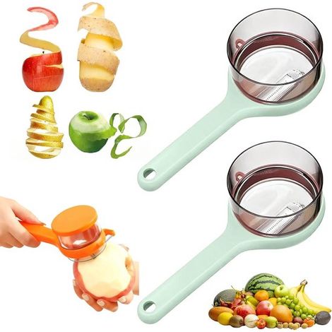 2 unidades. Nuevo，mango antideslizante y cuchilla de acero inoxidable de doble filo，pelador de verduras multifuncional (verde) (1/5)