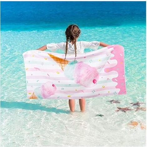 Telo mare gelato per bambini – 70 x 150 cm, asciugamano in microfibra antisabbia per bambine, piscina, telo da viaggio (1/4)