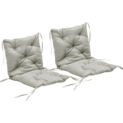 CHICFURN Lote de 2 cojines de asiento 98 x 50 x 8 cm de poliéster gris claro, con lazos (1/5)