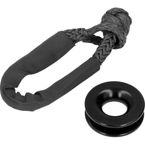 Kit d'anneau de récupération synthétique souple manille corde en alliage d'aluminium anneau d'arrachement pour ATV UTV SUV TruckBlack (1/5)