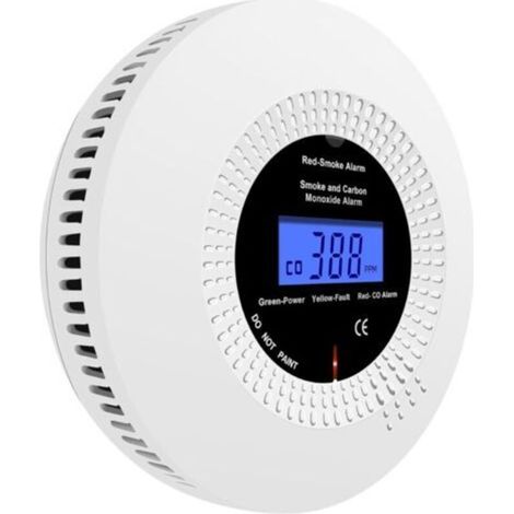 Detector de humo y monóxido de carbono, detector combinado para uso doméstico con pantalla digital, cumple con las normas EN 50291 y EN 14604. 1 unidad.