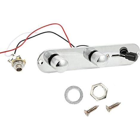Plaque de contrôle pré-câblée 3 voies avec prise jack pour guitare TL Telecaster Chromé (1/4)