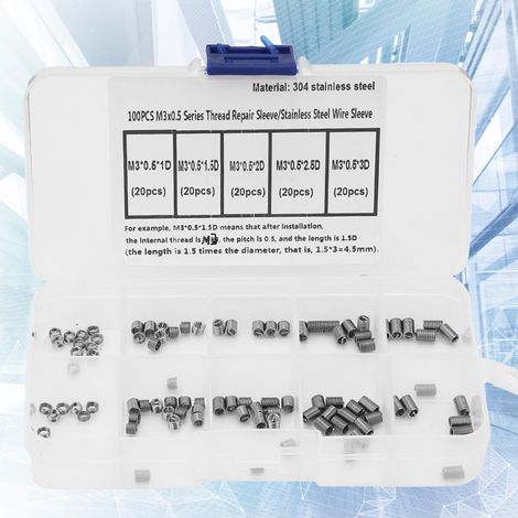 100 inserts de réparation de filetage en fil enroulé, vis à filetage en acier inoxydable, manchon (3) (1/5)
