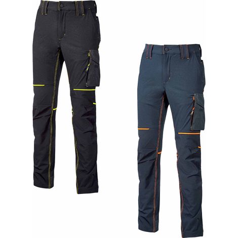 Pantalon de travail déperlant noir M – Tissu U-4 respirant et doux – Coupe slim fit avec poches multifonctionnelles – Protection lombaire (1/10)