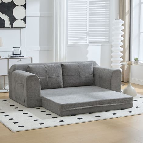 Canapé-lit pliable compact, chaise de relaxation avec coussin, futon moderne pour salon, convertible en matelas, gris anthracite, dimensions 179x95x79 cm (1/5)