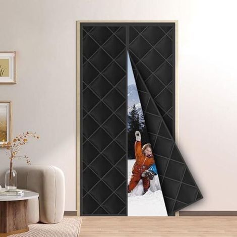 Magnetic thermal door curtain - Thermal door curtain against cold and heat - Cold protection - Sound insulation - Waterproof - Windproof, 80 x 210 cm (1/4)