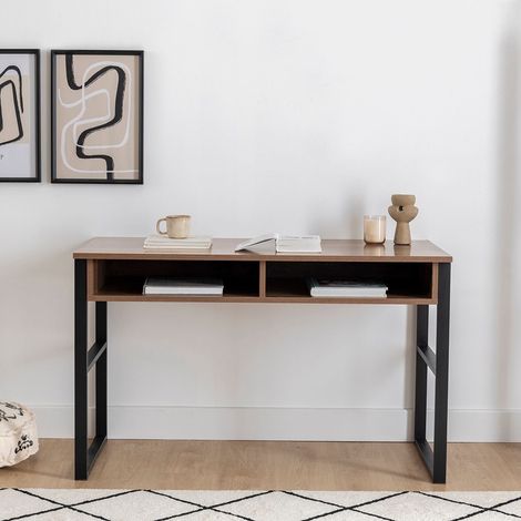 Schreibtisch Samo, 3 Böden, 2 Fächer, Ablage Braun, 120x60x75h cm in Nussbraun (1/5)