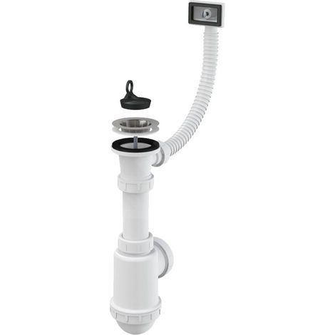 Alcadrain Siphons - Siphon d'évier, avec trop-plein flexible, en plastique A444-DN50/40 (1/2)