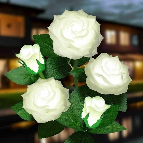 Lampes LED tournesol artificielles roses lampe d'extérieur solaire pour jardinage (1/4)