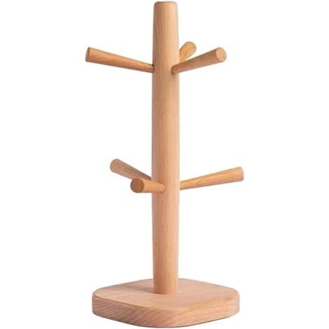 L'arbre de Support de Tasse en Bois, Support de Tasse de Café avec 6 Crochets, Support de Tasse de Café pour Le Comptoir de Cuisine, Support de Tasse de Thé, SèChe-Tasse de Café