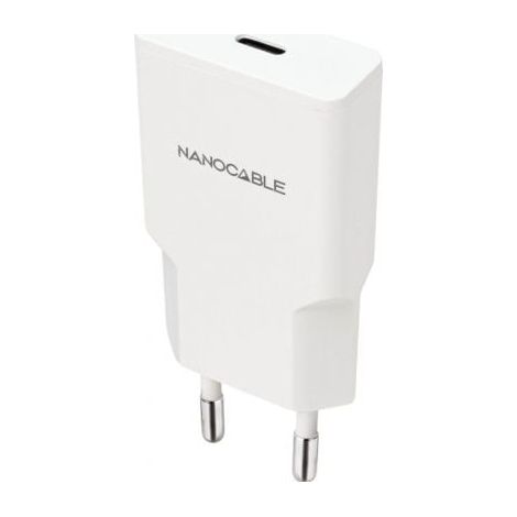 Cargador de Pared Nanocable 10.10.2024/ 1xUSB Tipo-C/ 25W/ Blanco