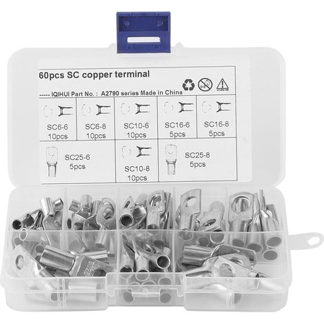 60 connecteurs électriques cuivre rouge SC, jeu de cosses à sertir pour câble, insertion facile pour voiture bateau marin (1/5)