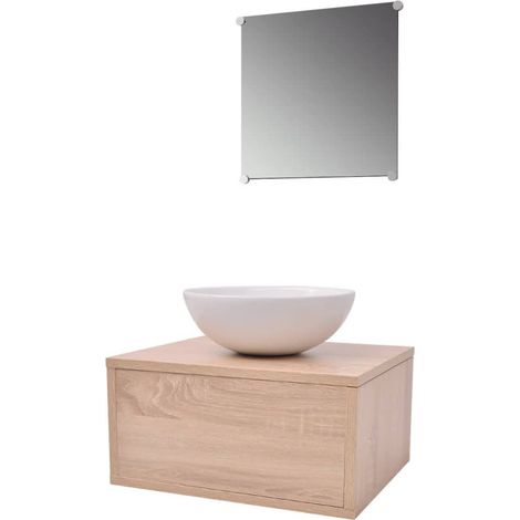Maison Exclusive - 3-tlg. Badmöbel und Waschbecken Set Beige