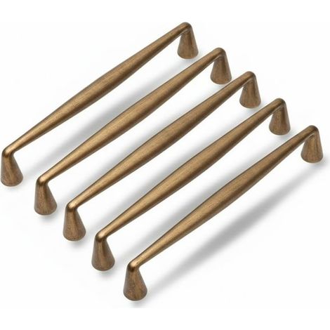 Set mit 5 antiken Möbelgriffen aus massivem Messing — Vintage-Schubladengriffe aus Zinklegierung, geeignet für Küchen- und Schlafzimmerkommoden — Einfache Montage (140 mm / 5,51 Zoll) (1/5)