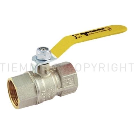 Valvola a sfera gas femmina femmina ottone 1 1/4 leva gialla tiemme 2390004